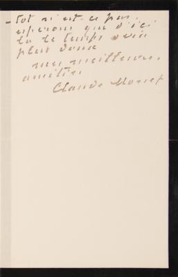 Lot #6023 Claude Monet Autograph Letter Signed - Image 2