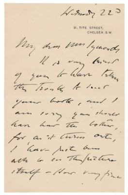 Lot #6062 John Singer Sargent Autograph Letter