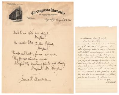 Lot #6201 Samuel Francis Smith and James R. Randall (2) Signed and Handwritten Items - Image 1