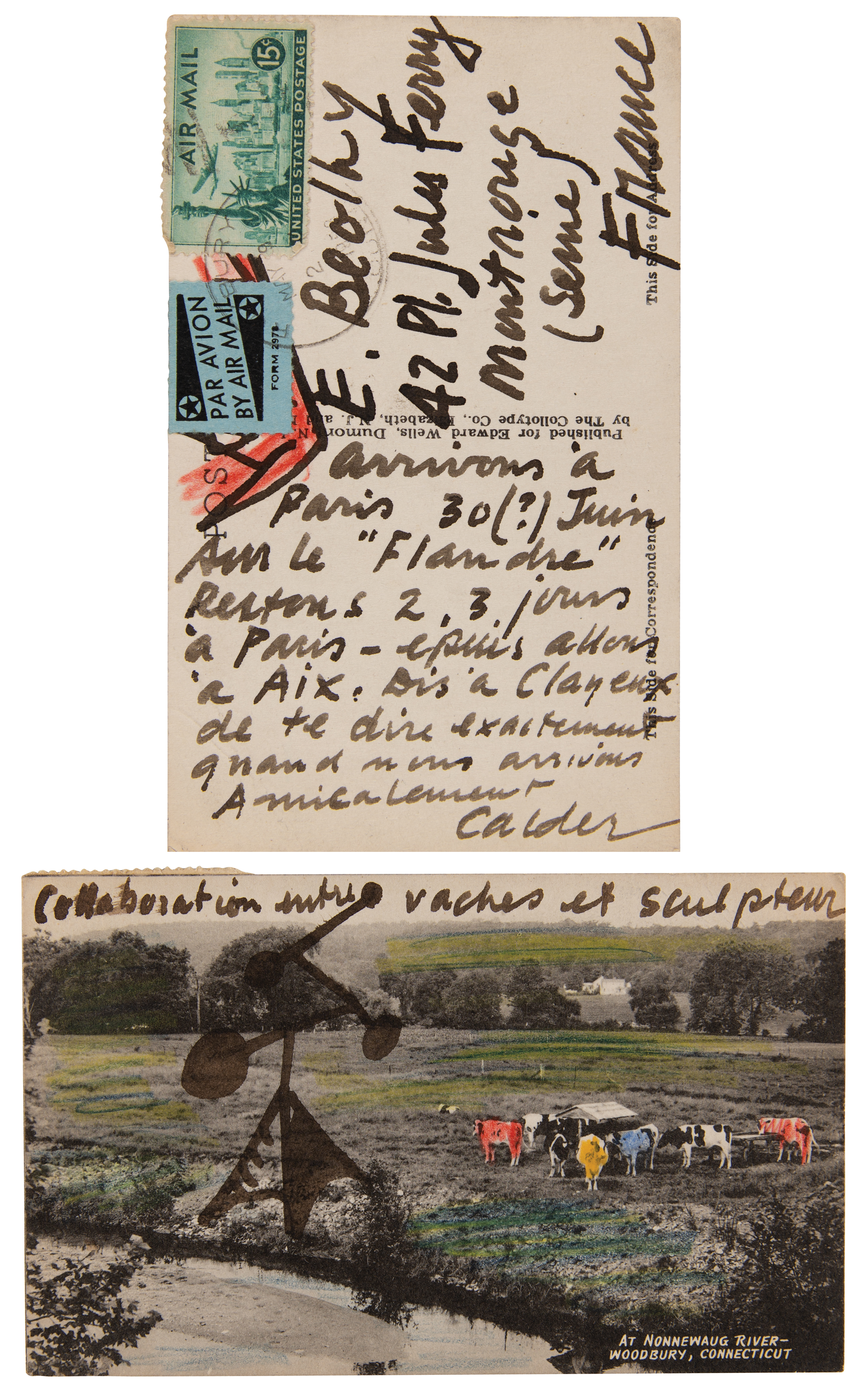 Lot #6003 Alexander Calder Signed Postcard with