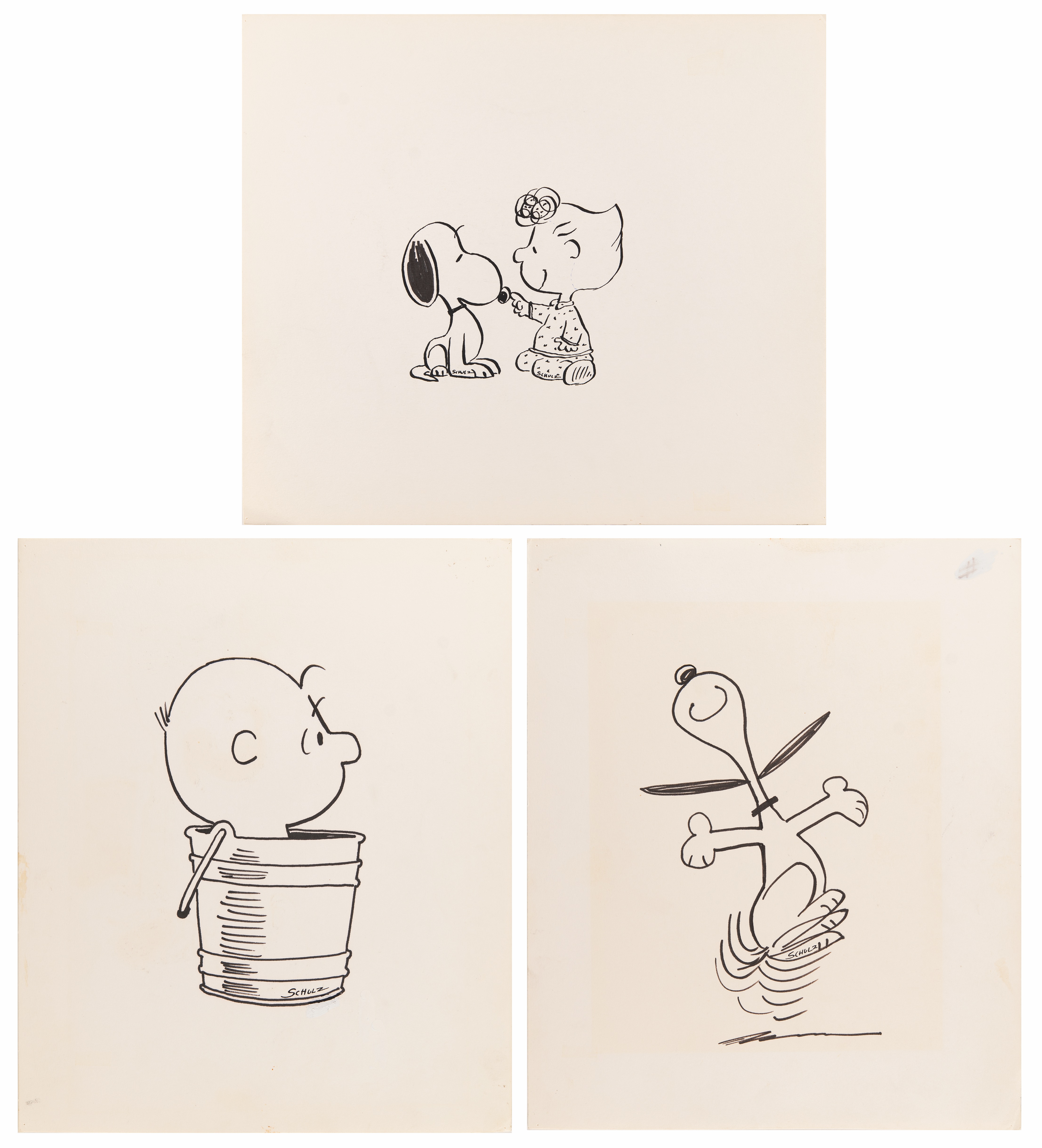 Lot #6030 Charles Schulz (13) Original 'Peanuts' Drawings for Tarzana's 'Snoopy Bridge' - Image 7