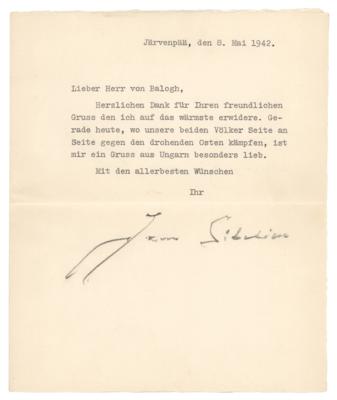 Lot #6228 Jean Sibelius Typed Letter Signed