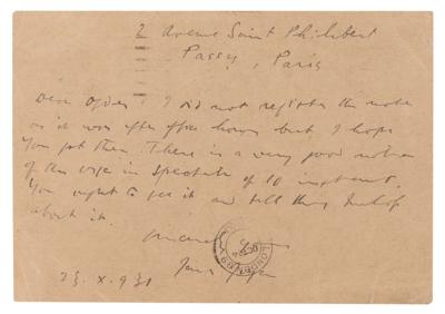 Lot #6111 James Joyce Autograph Letter Signed to