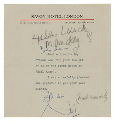 Lot #6170 Noel Coward (2) Autograph Letters Signed and (1) Typed Letter Signed - Image 4