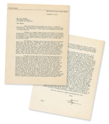 Lot #6167 Raymond Chandler Typed Letter Signed