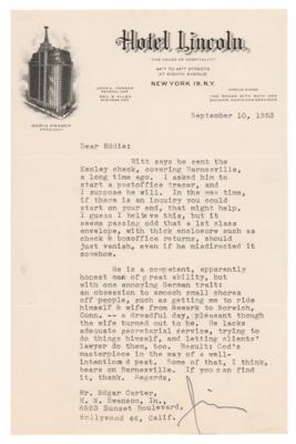 Lot #6164 James M. Cain Typed Letter Signed