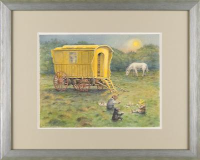 Lot #6013 Kenneth Grahame: 'Wind in the Willows' Watercolor Painting by Peter Barrett - Image 2