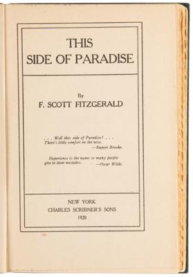 Lot #6093 F. Scott Fitzgerald Signed Book - This Side of Paradise - Image 5