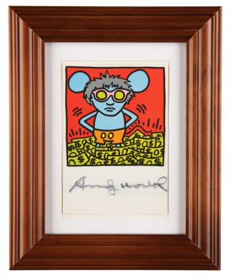 Lot #6041 Andy Warhol Signed Postcard - 'Andy Mouse' by Keith Haring - Image 2