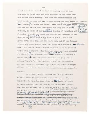 Lot #6074 Pearl S. Buck Hand-Corrected and Signed Typed Draft for The Living Reed - Image 5