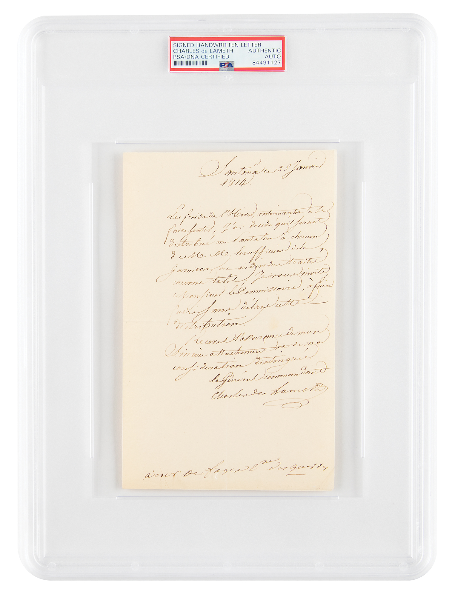 Lot #7109 Charles-Malo de Lameth Autograph Letter Signed