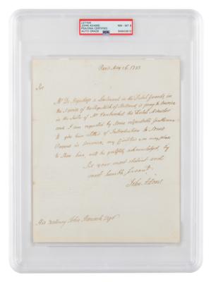 Lot #7003 John Adams Autograph Letter Signed to John Hancock - PSA NM-MT 8