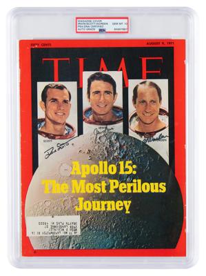 Lot #7170 Apollo 15 Signed Magazine Cover - PSA GEM MINT 10