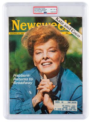 Lot #7409 Katharine Hepburn Signed Magazine Cover - PSA NM-MT 8 - Image 1