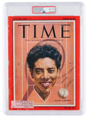 Lot #7483 Althea Gibson Signed Magazine Cover - PSA NM-MT 8