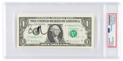 Lot #7075 Elon Musk Signed One Dollar Bill
