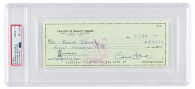 Lot #7032 Barack Obama Twice-Signed Check - PSA GEM MINT 10