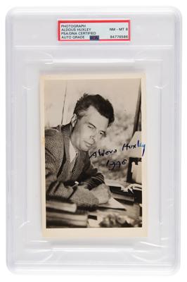 Lot #7243 Aldous Huxley Signed Photograph - PSA NM-MT 8