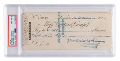 Lot #7214 Charles Dickens Signed Check - PSA NM-MT 8