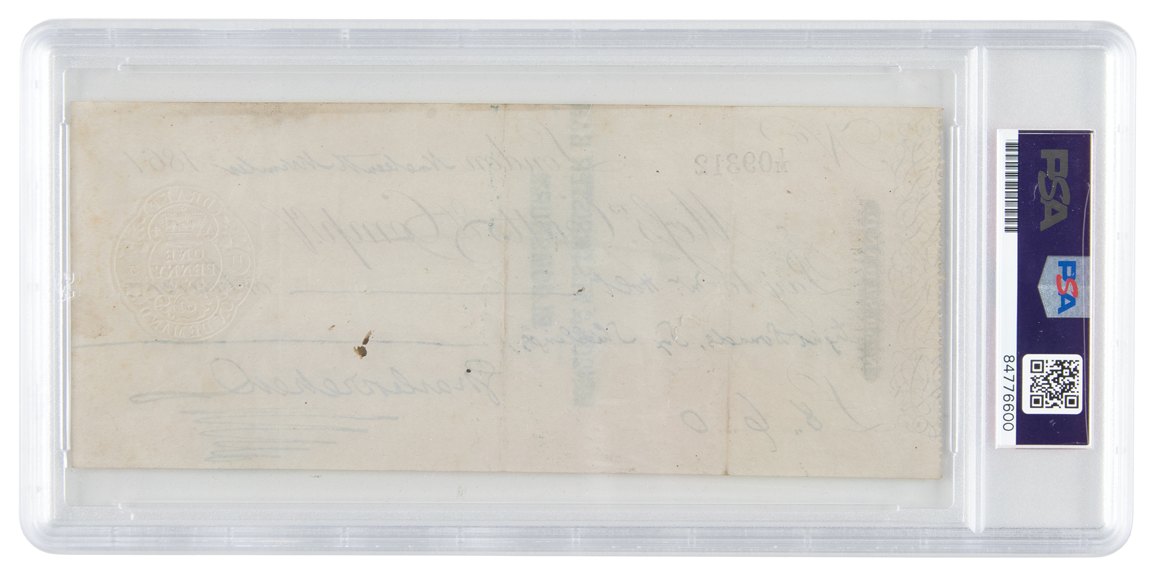 Lot #7214 Charles Dickens Signed Check - PSA NM-MT 8 - Image 2