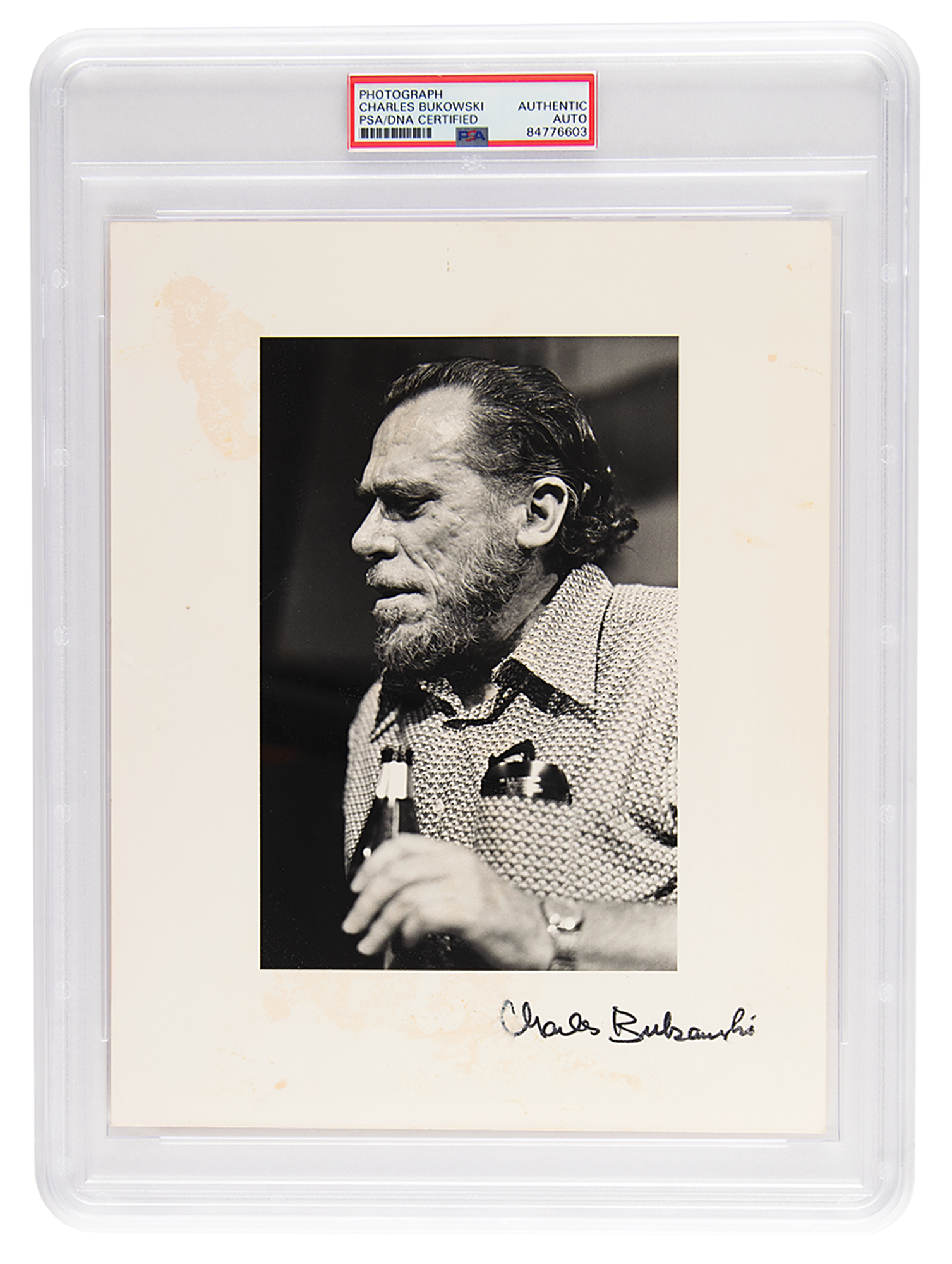 Lot #7236 Charles Bukowski Signed Photograph