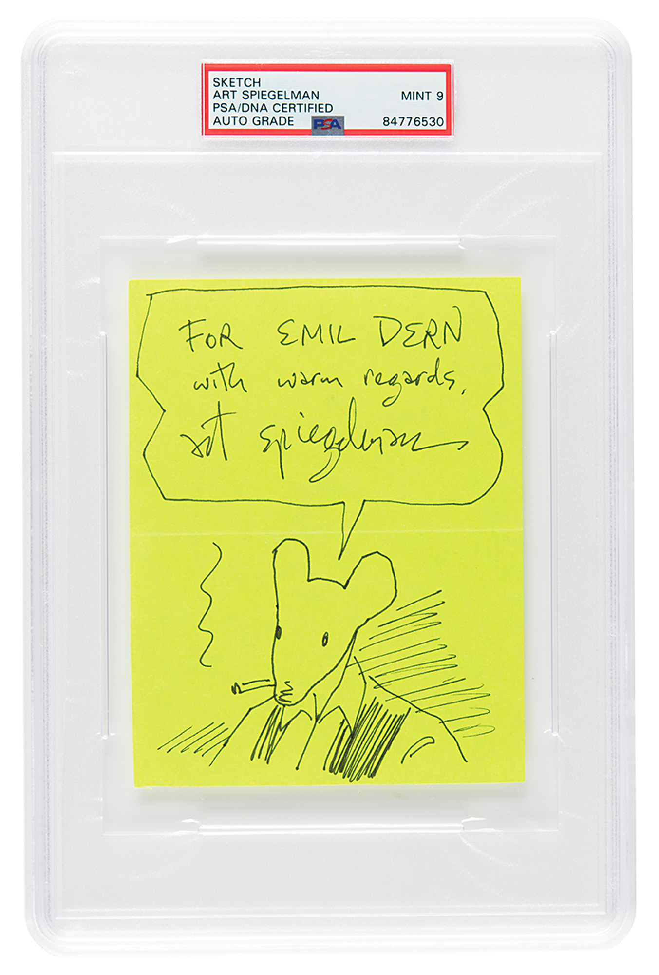 Lot #7207 Art Spiegelman Signed Sketch of Maus - PSA MINT 9