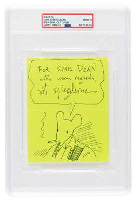 Lot #7207 Art Spiegelman Signed Sketch of Maus - PSA MINT 9