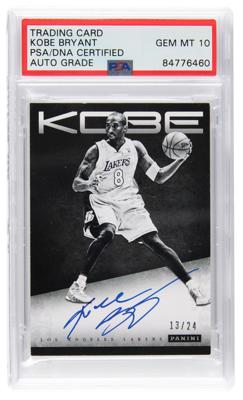 Lot #7464 Kobe Bryant Signed Basketball Card - PSA