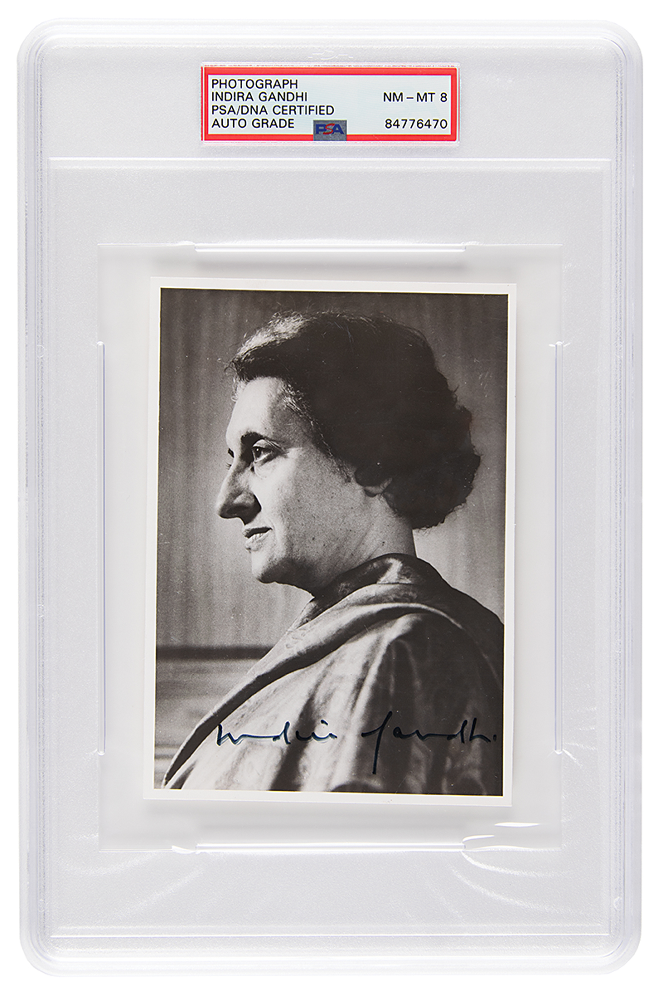 Lot #7091 Indira Gandhi Signed Photograph - PSA NM-MT 8