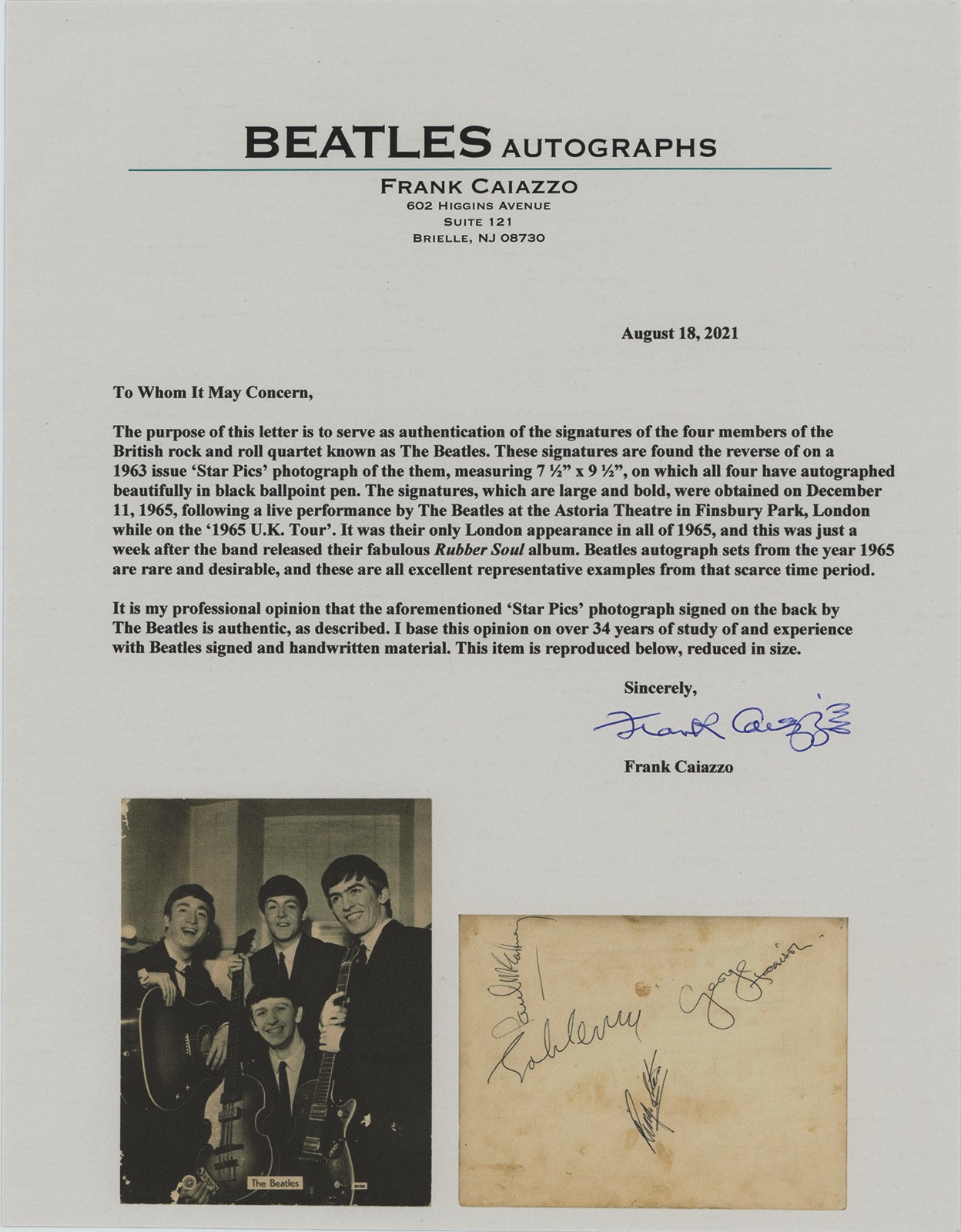 Lot #7256 Beatles Signed Photograph - PSA NM-MT 8 - Image 3