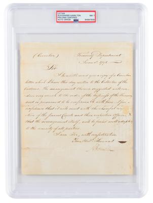 Lot #7063 Alexander Hamilton Letter Signed as Treasury Secretary - PSA NM 7