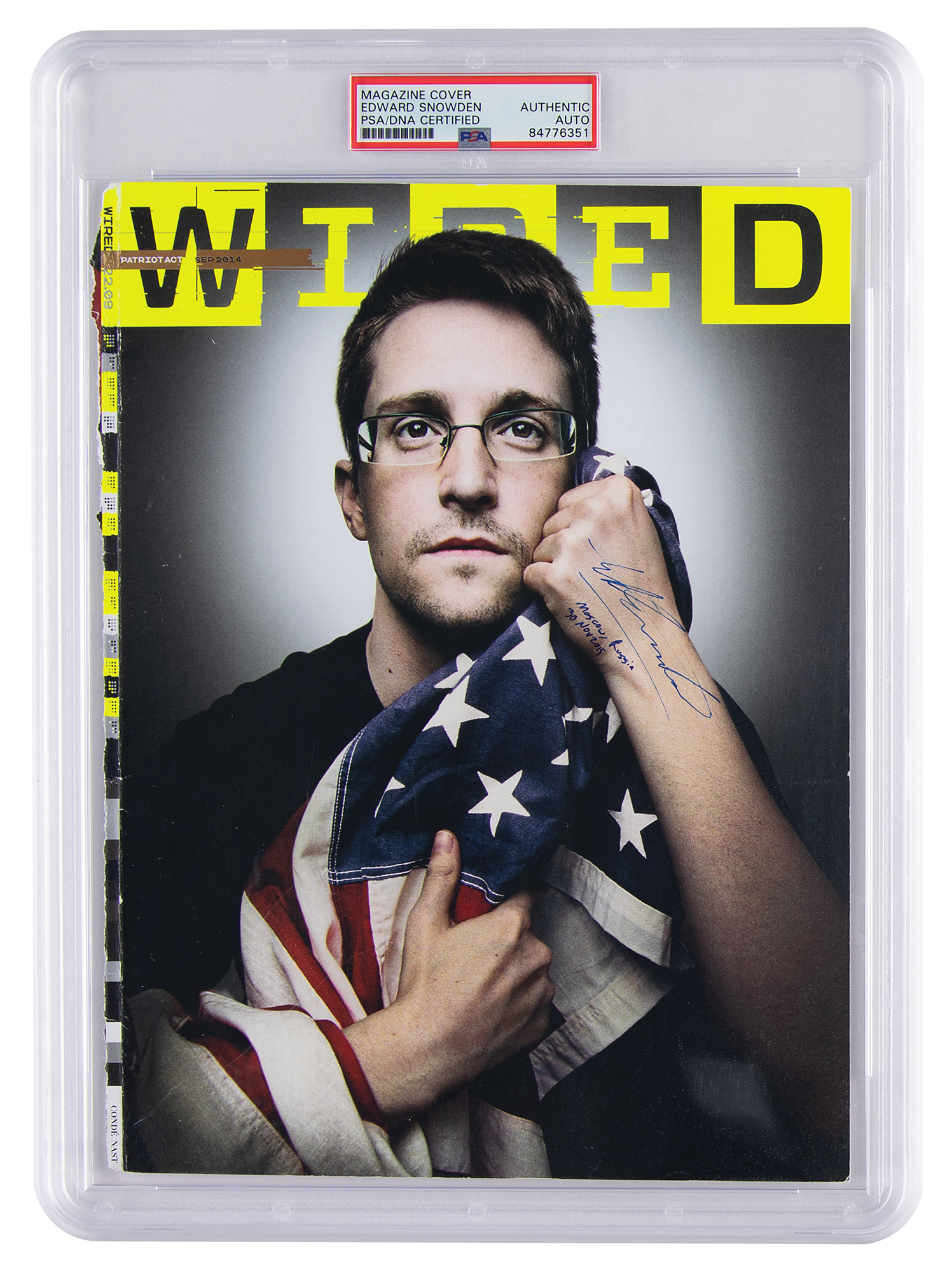 Lot #7071 Edward Snowden Signed Magazine Cover