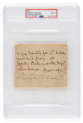 Lot #7148 Horatio Nelson Autograph Note Signed in the Third Person - PSA MINT 9