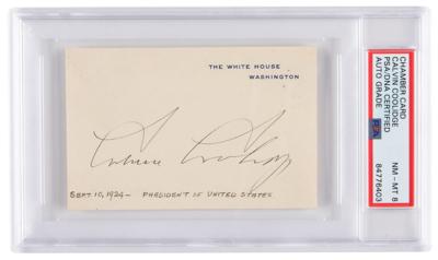 Lot #7038 Calvin Coolidge Signed White House Card as President - PSA NM-MT 8