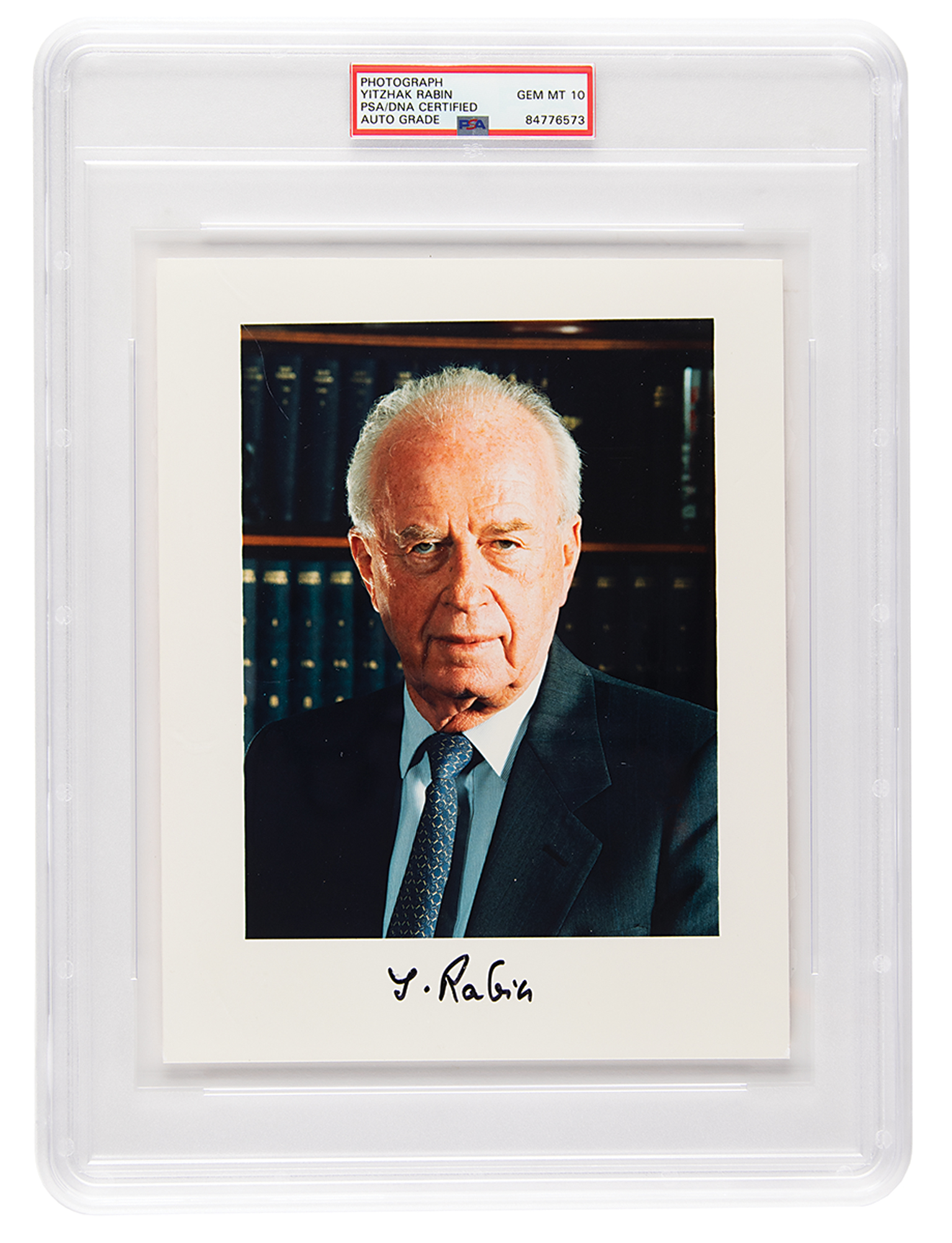Lot #7125 Yitzhak Rabin Signed Photograph - PSA GEM MT 10