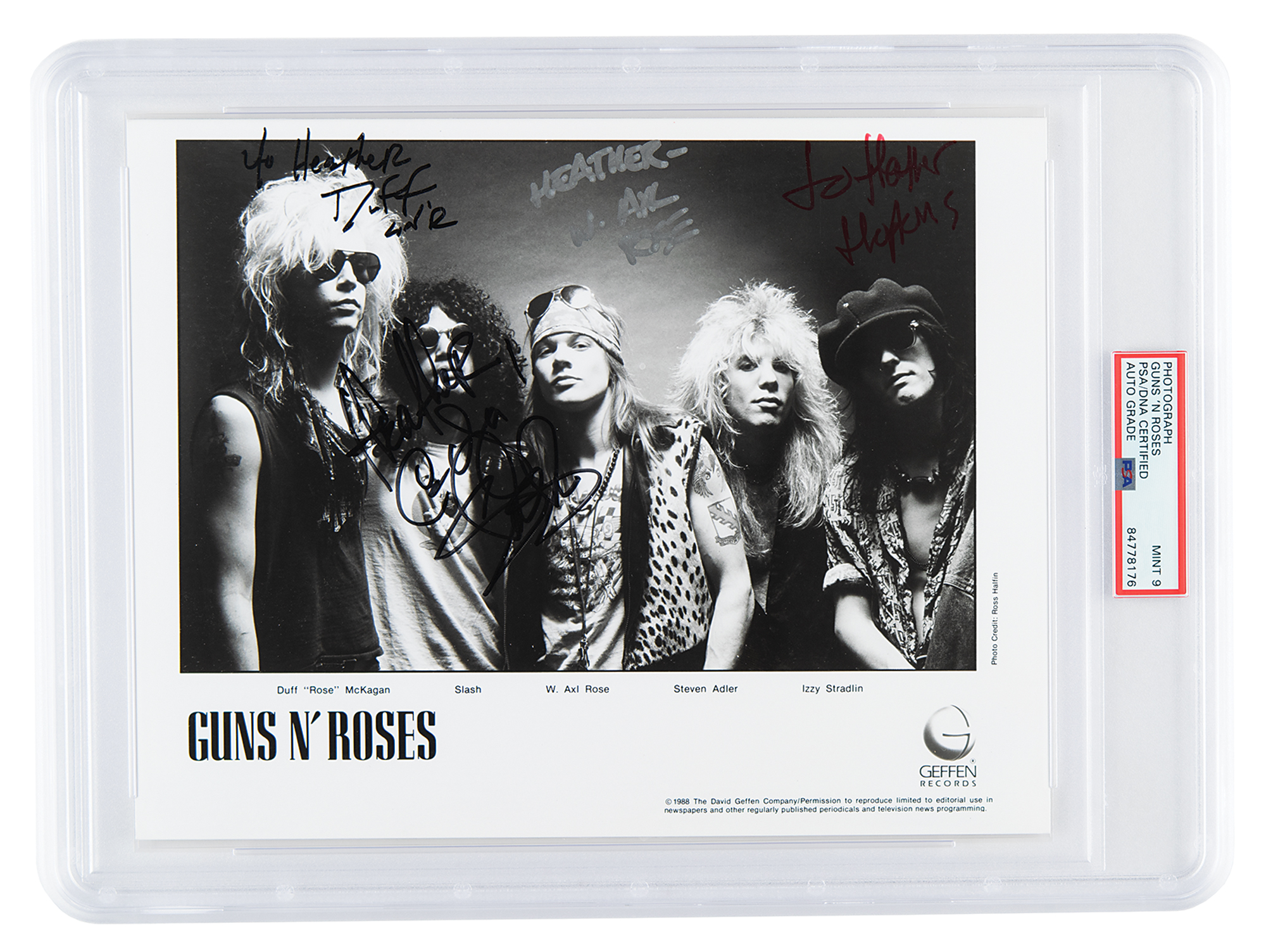 Lot #7328 Guns N’ Roses Signed Photograph - PSA MINT 9