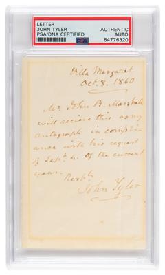 Lot #7014 John Tyler Autograph Letter Signed