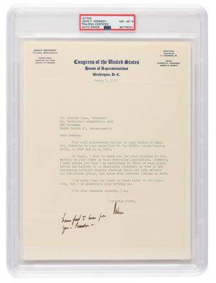 Lot #7029 John F. Kennedy Typed Letter Signed - PSA NM-MT 8