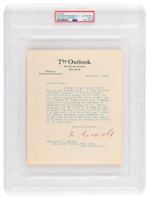 Lot #7027 Theodore Roosevelt Typed Letter Signed
