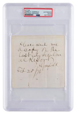 Lot #7041 James A. Garfield Autograph Note Signed