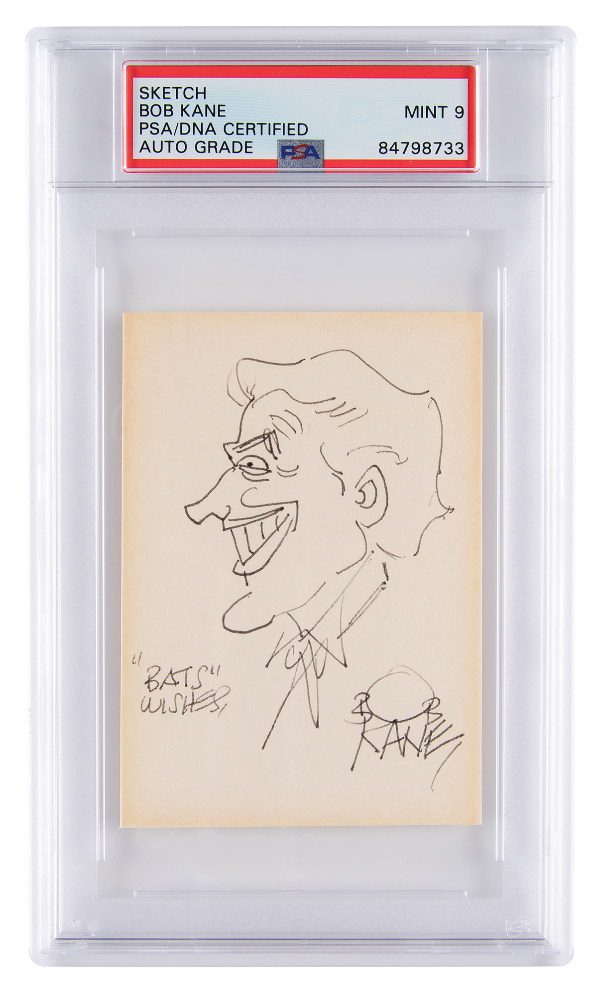 Lot #7201 Bob Kane Original Sketch of The Joker - PSA MINT 9