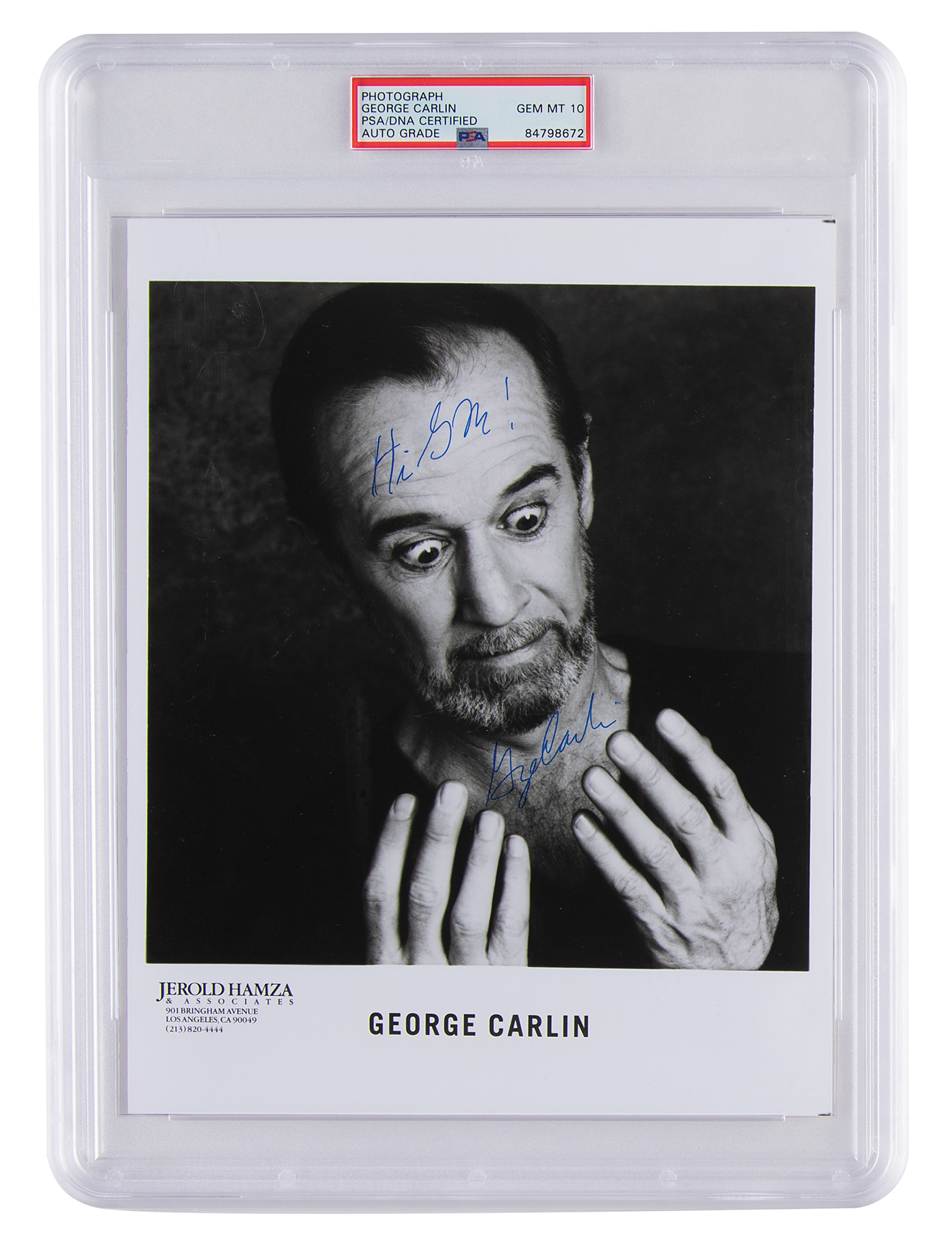 Lot #7396 George Carlin Signed Photograph - PSA GEM MT 10