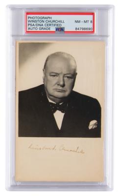 Lot #7065 Winston Churchill Signed Photograph - PSA NM-MT 8