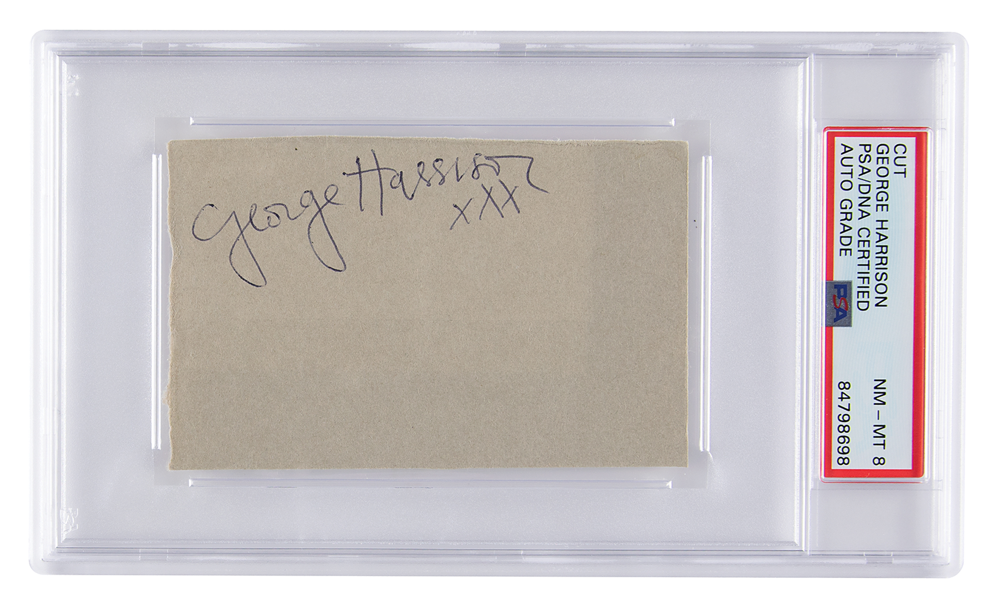 Lot #7263 Beatles: George Harrison Signature - PSA NM-MT 8