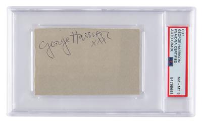 Lot #7263 Beatles: George Harrison Signature - PSA NM-MT 8