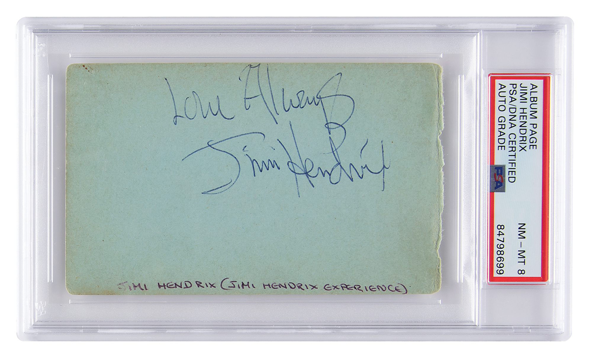 Lot #7264 Jimi Hendrix Signature - PSA NM-MT 8