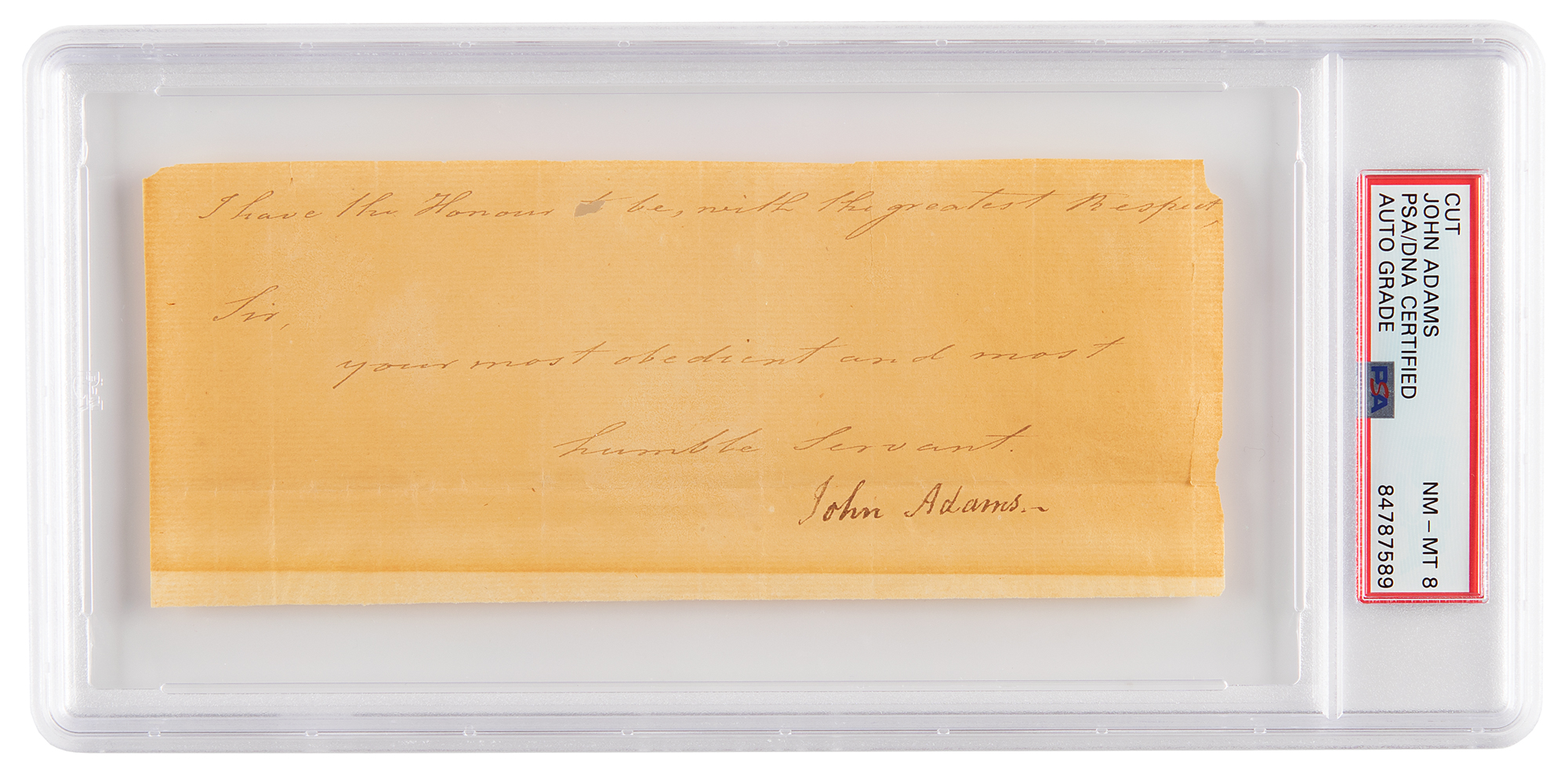 Lot #7005 John Adams Signature - PSA NM-MT 8