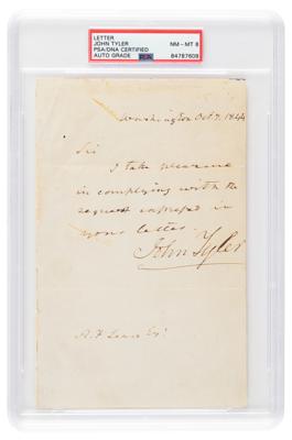 Lot #7016 John Tyler Autograph Letter Signed as President - PSA NM-MT 8