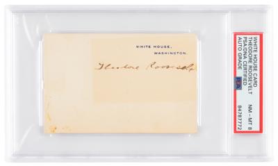 Lot #7028 Theodore Roosevelt Signed White House Card - PSA NM-MT 8
