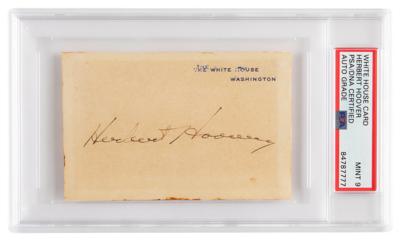 Lot #7050 Herbert Hoover Signed White House Card - PSA MINT 9 - Image 1